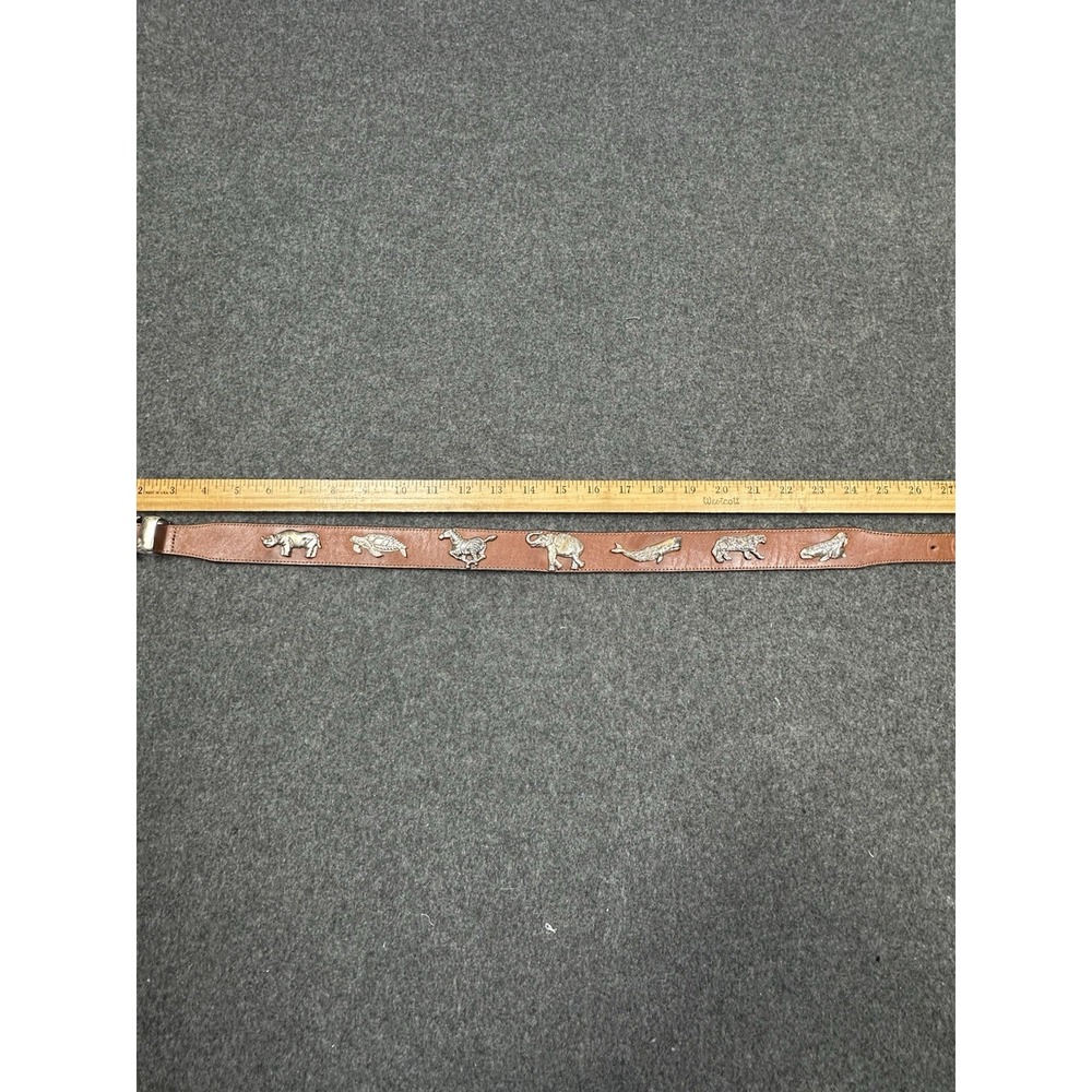 Vintage HONEST Leather Animal Concho Belt Solid Brass 30–32